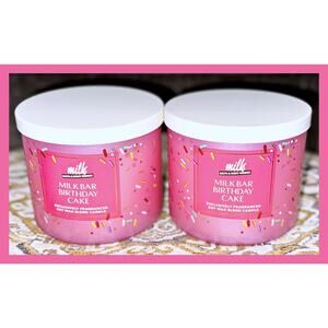 Lot of 2 Bath & Body Works Birthday Cake Milk Bar Large 3-Wick Candle 14.5oz